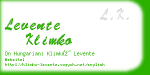 levente klimko business card